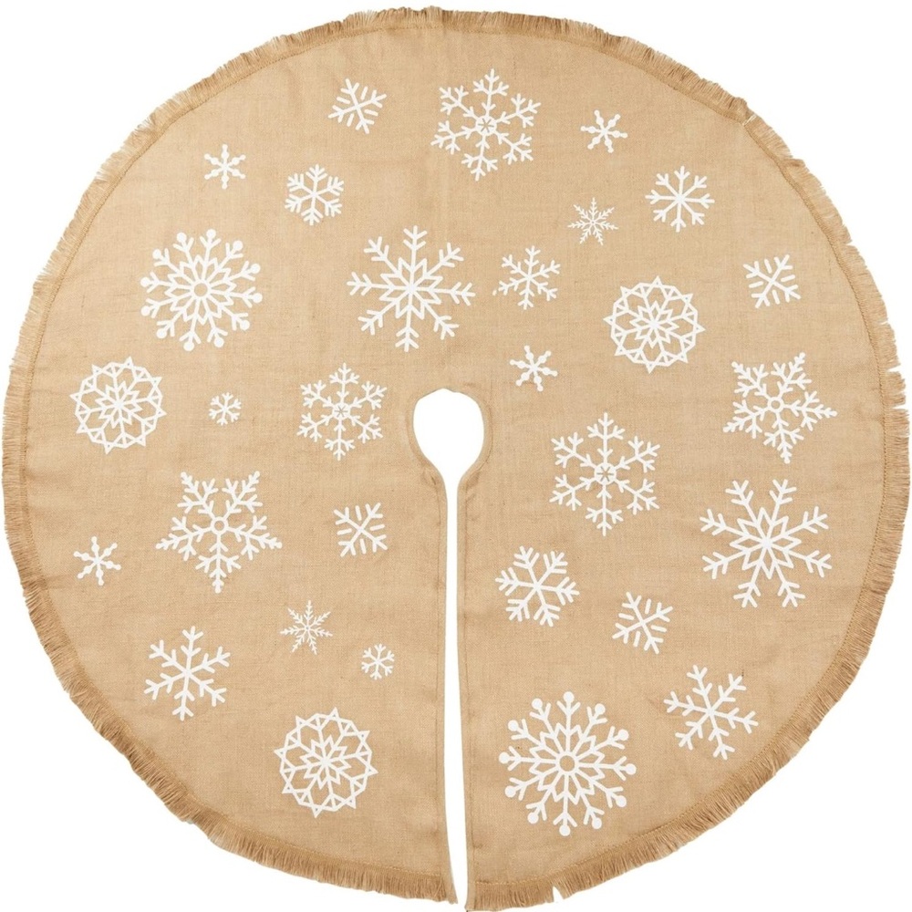 Christmas Tree Skirt Juvale Burlap Rustic Snowflake Holiday Decoration 60” Lined